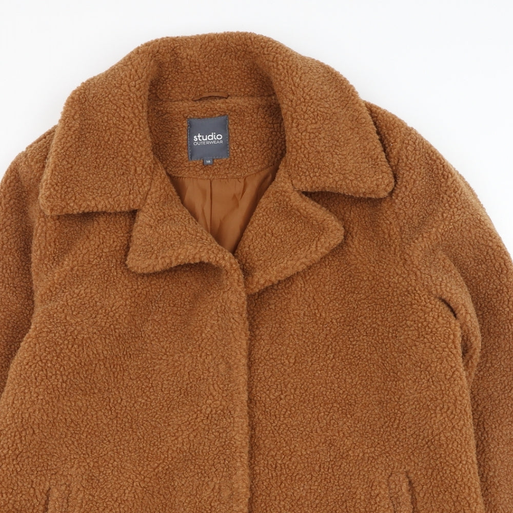 Studio Womens Brown Overcoat Coat Size 18 Button
