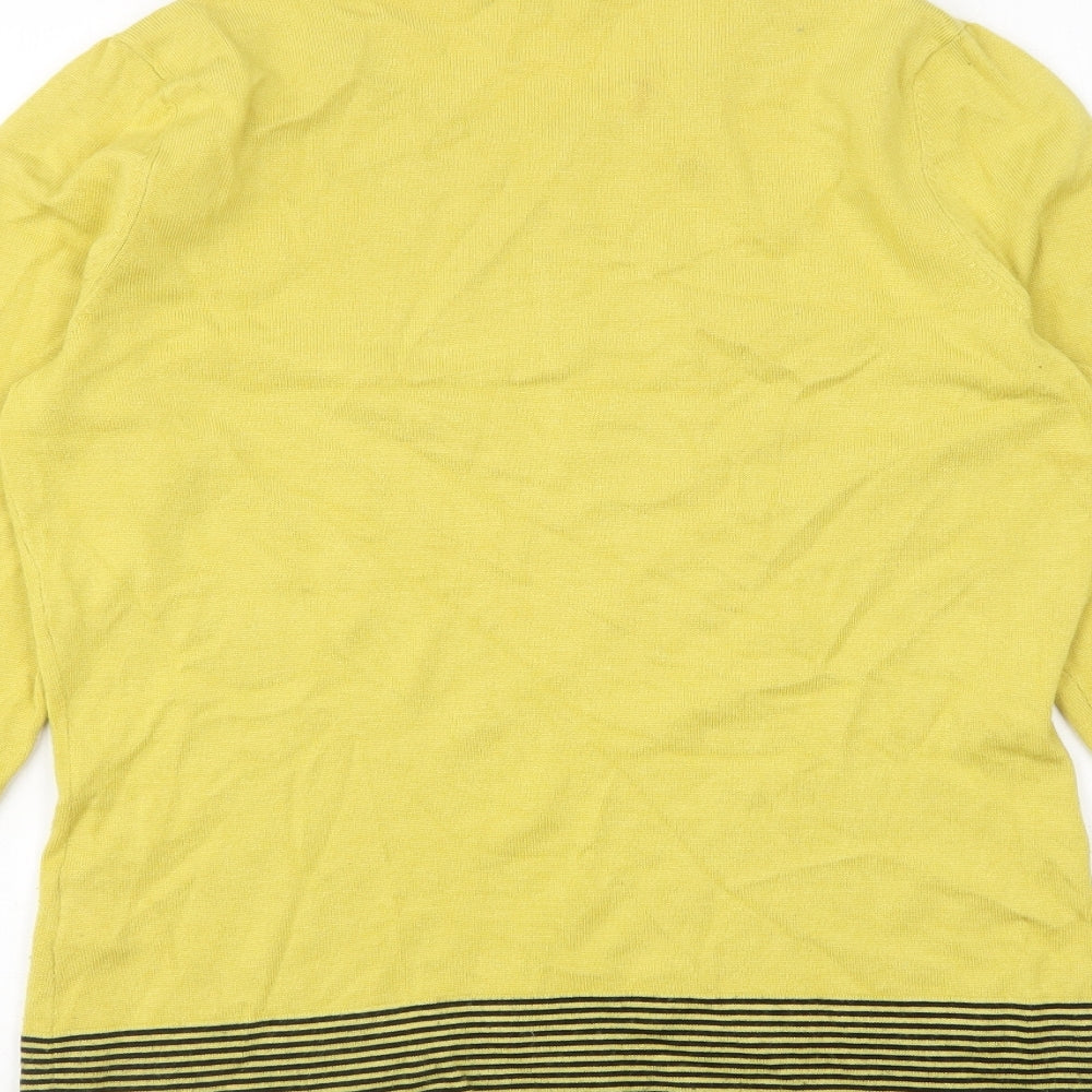 Collection Womens Yellow Round Neck Striped Viscose Pullover Jumper Size 14