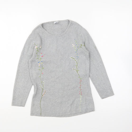 Gap Womens Grey Round Neck Cotton Pullover Jumper Size S