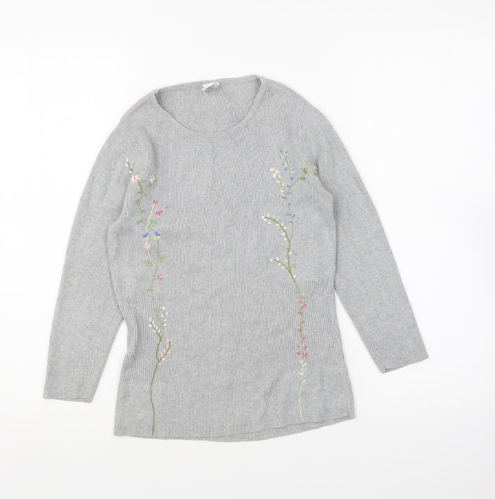 Gap Womens Grey Round Neck Cotton Pullover Jumper Size S