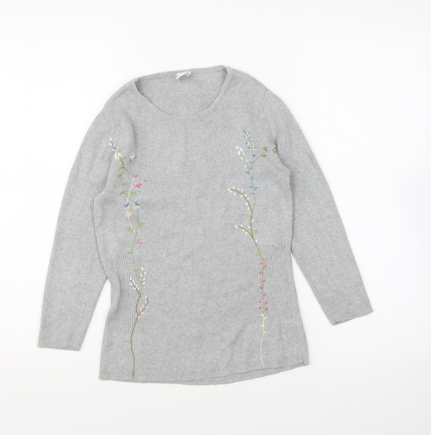 Gap Womens Grey Round Neck Cotton Pullover Jumper Size S
