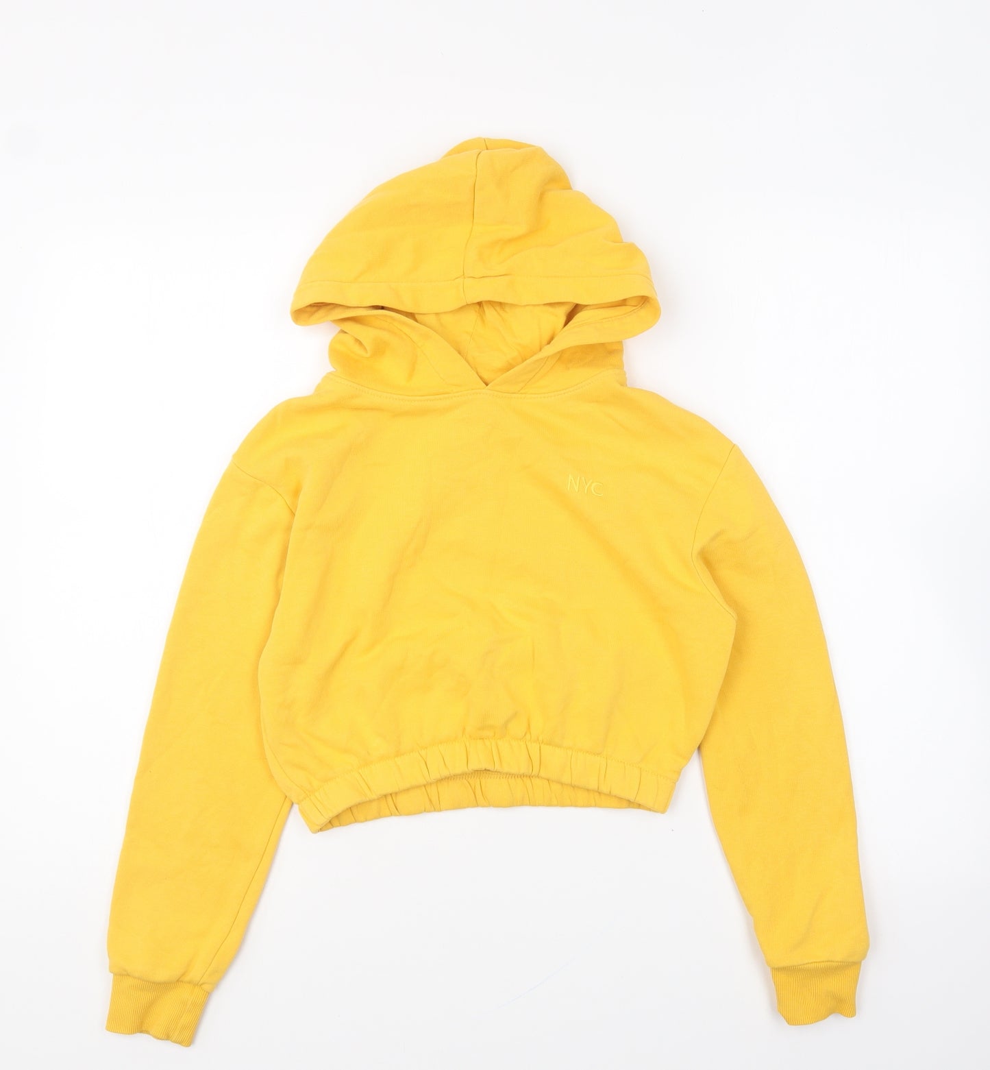 H&M Girls Yellow Cotton Pullover Hoodie Size 9-10 Years Pullover - NYC