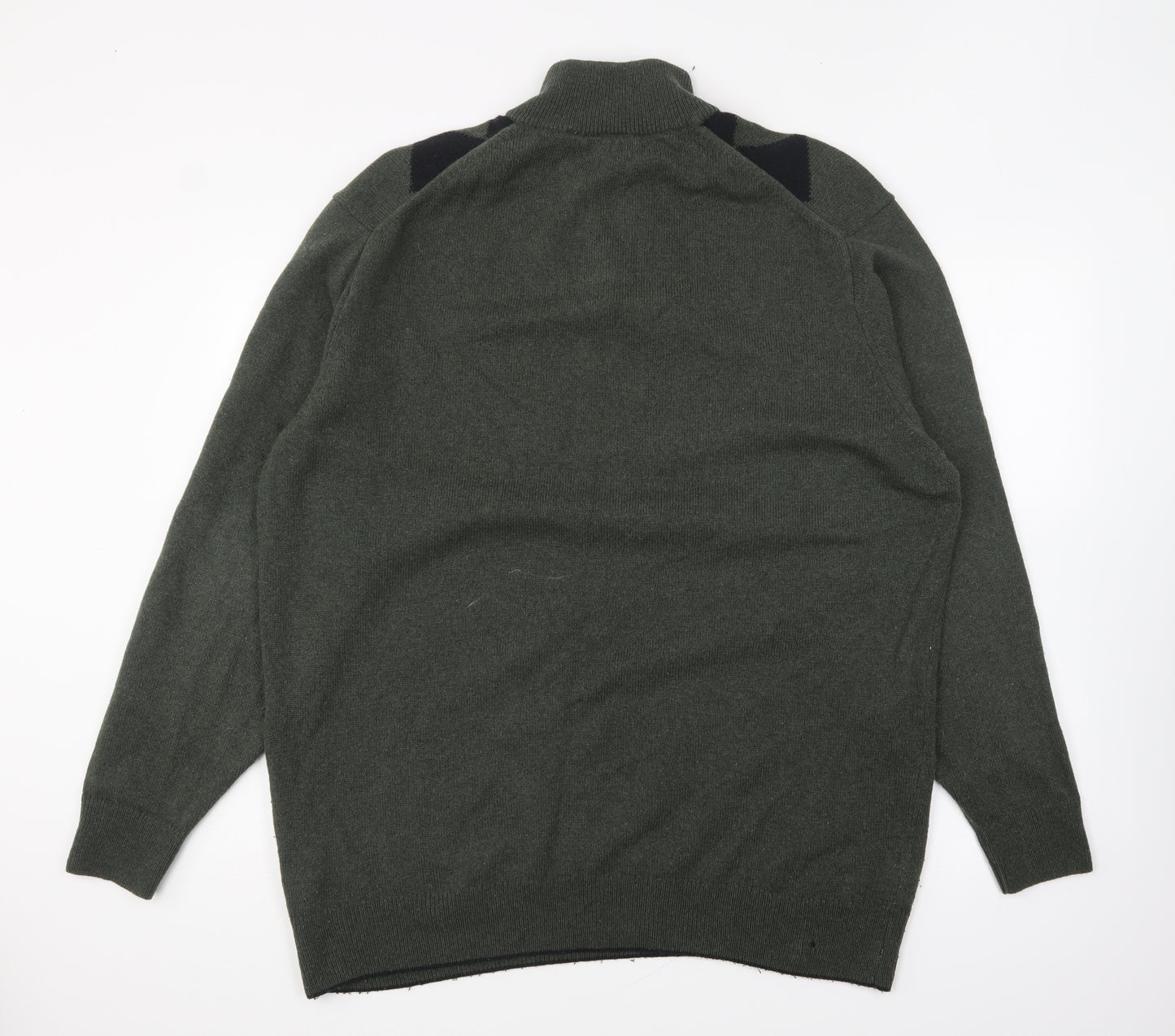 Glenmuir Mens Grey Collared Argyle/Diamond Wool Pullover Jumper Size XL