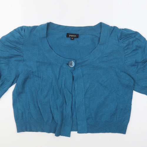 Papaya Womens Blue Round Neck Viscose Cardigan Jumper Size 12