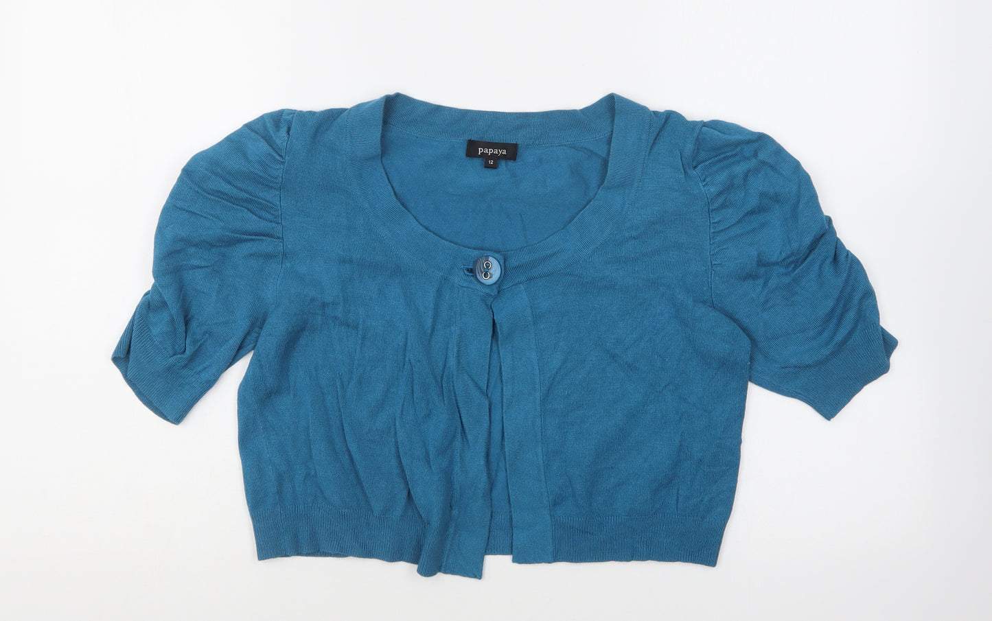 Papaya Womens Blue Round Neck Viscose Cardigan Jumper Size 12