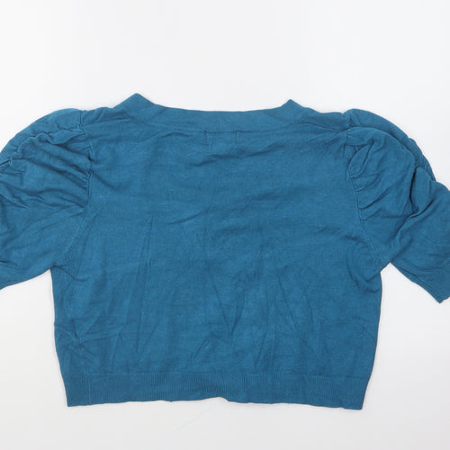 Papaya Womens Blue Round Neck Viscose Cardigan Jumper Size 12