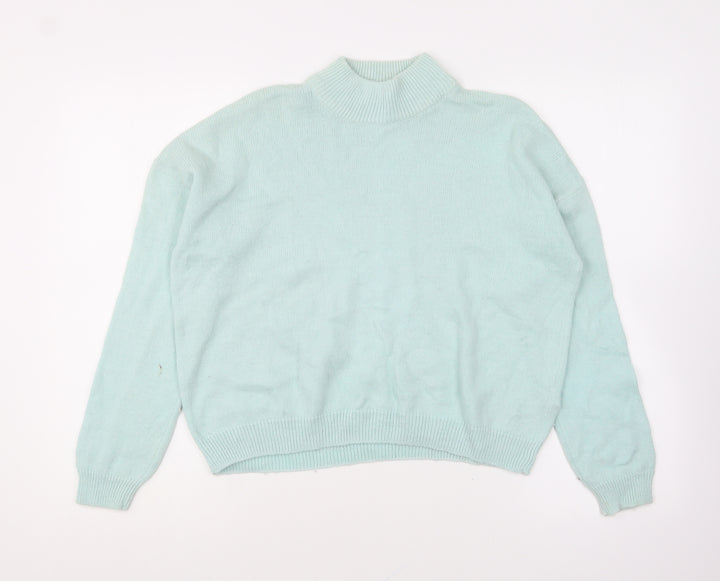 New Look Womens Green High Neck Nylon Pullover Jumper Size 14