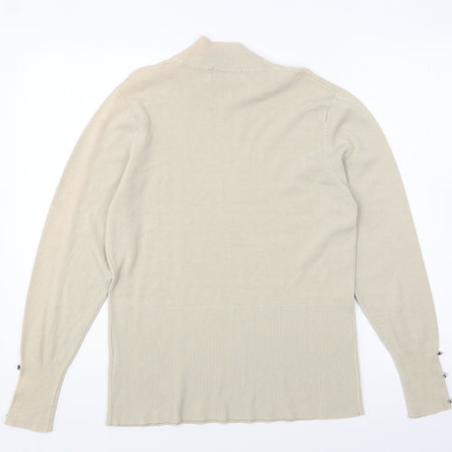 Simon Jeffrey Womens Beige High Neck Acrylic Pullover Jumper Size L