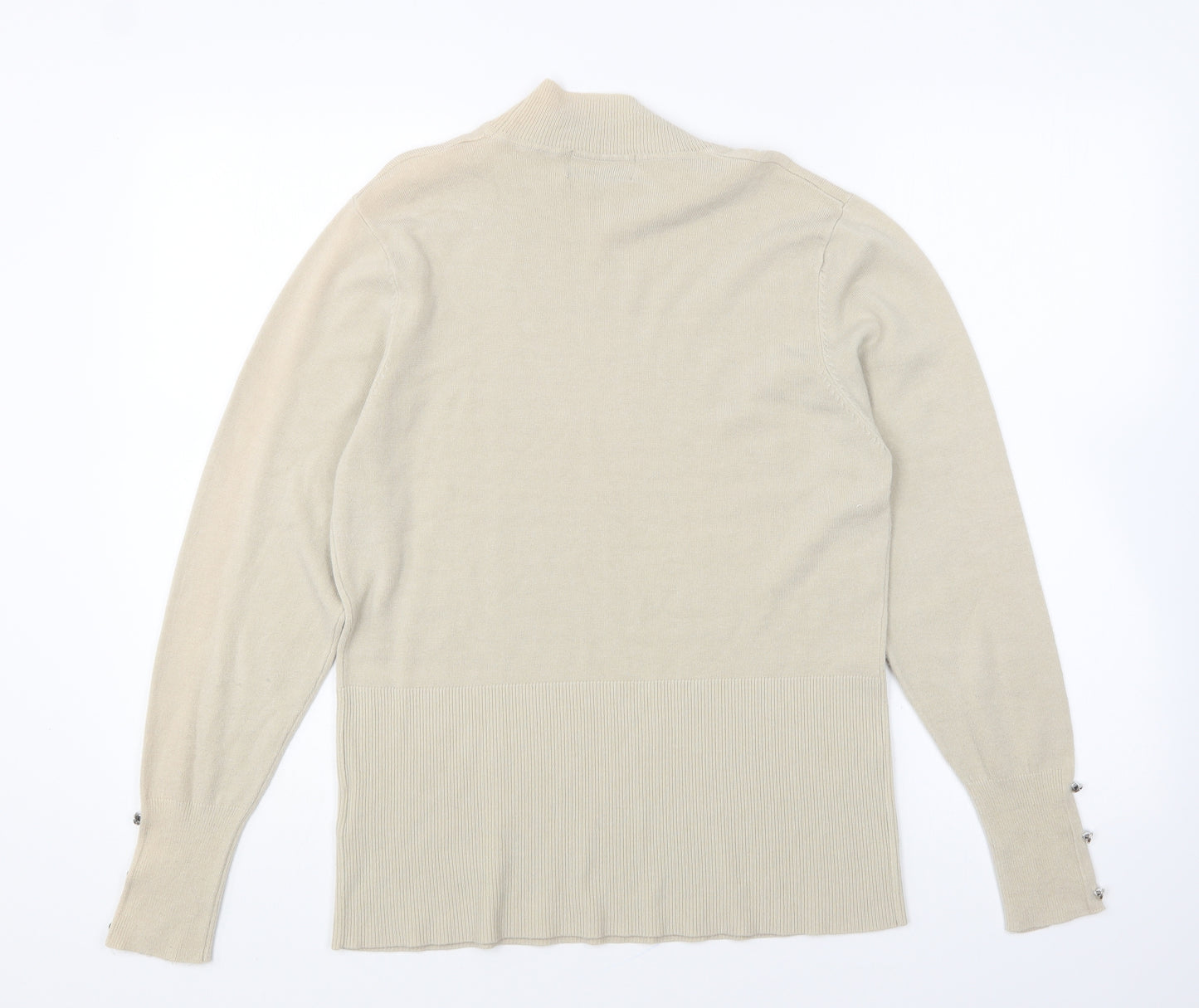 Simon Jeffrey Womens Beige High Neck Acrylic Pullover Jumper Size L