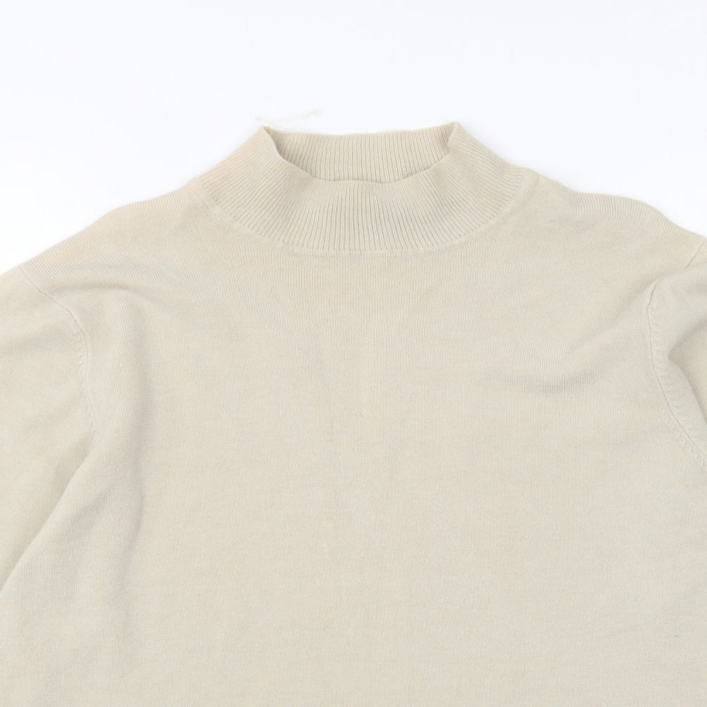 Simon Jeffrey Womens Beige High Neck Acrylic Pullover Jumper Size L