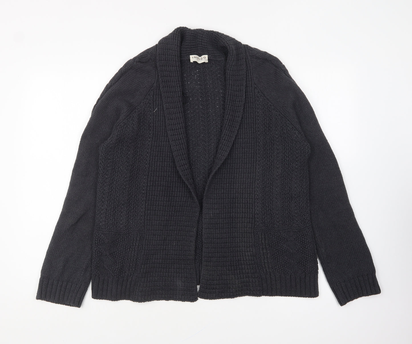 Indigo Womens Grey V-Neck Cotton Cardigan Jumper Size 14