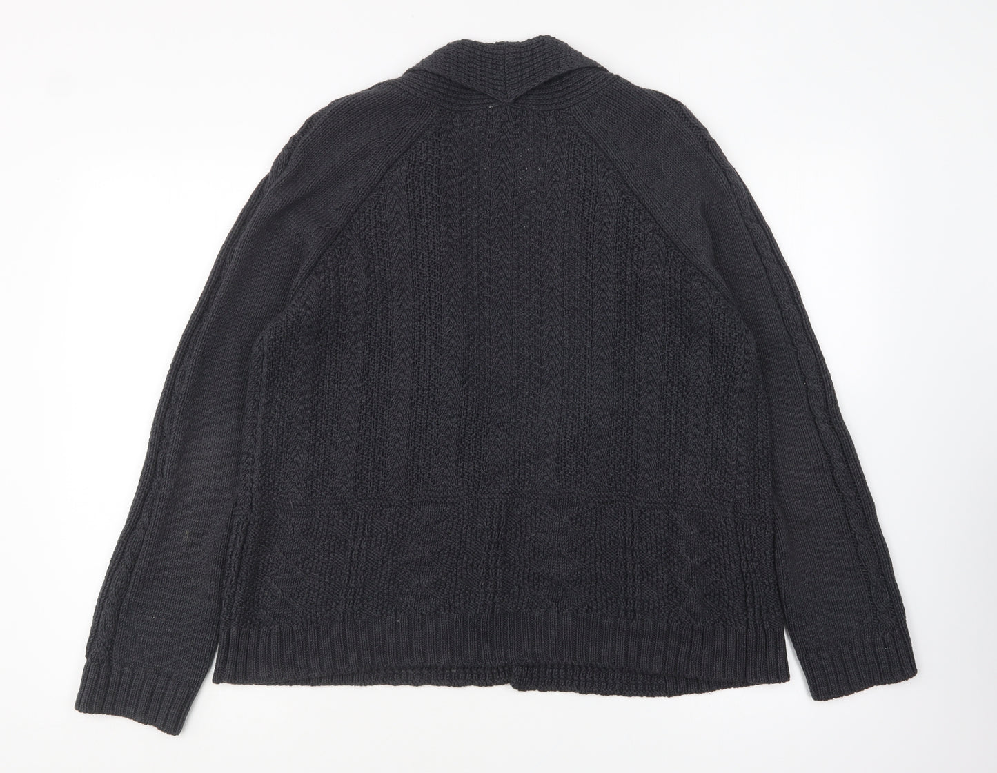 Indigo Womens Grey V-Neck Cotton Cardigan Jumper Size 14