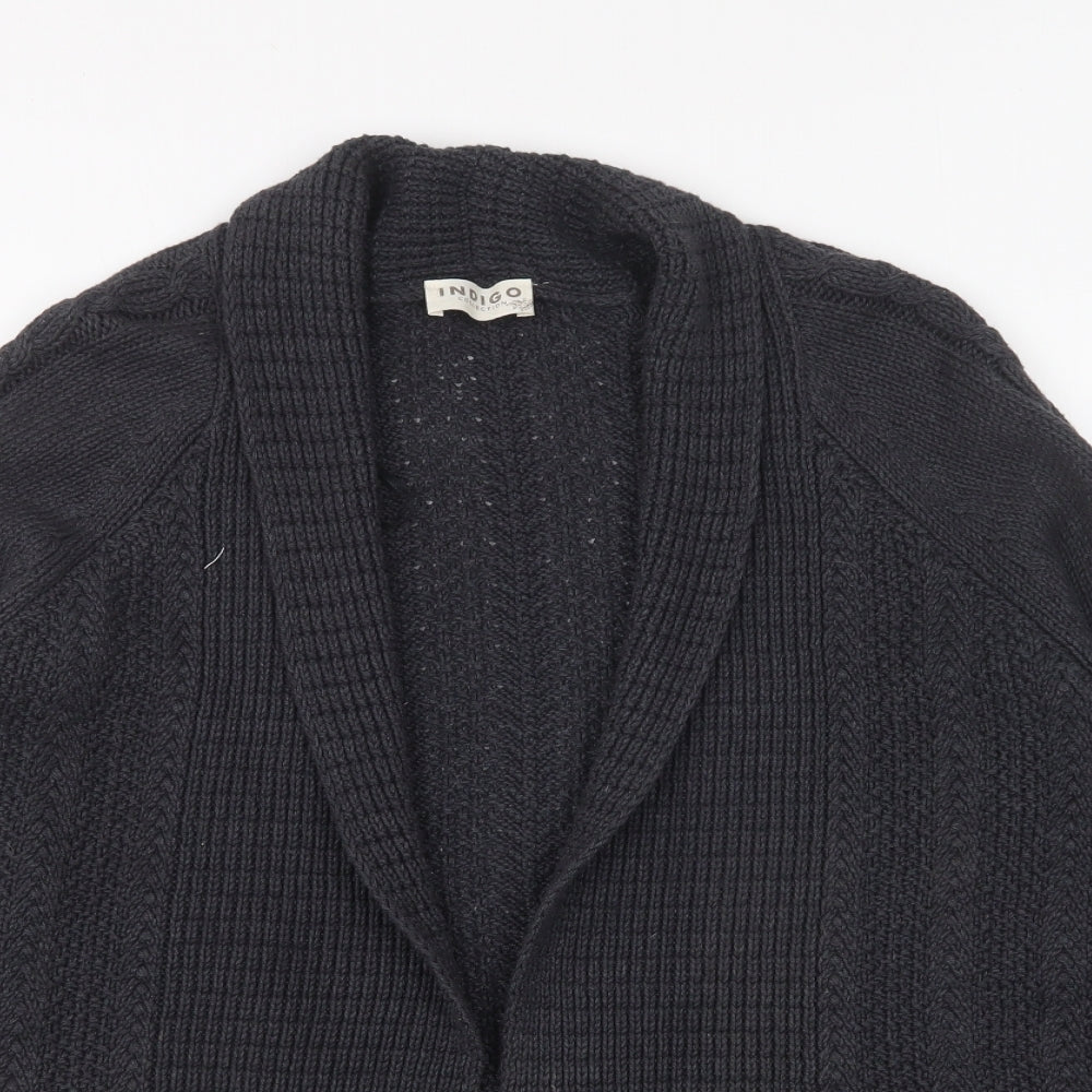 Indigo Womens Grey V-Neck Cotton Cardigan Jumper Size 14