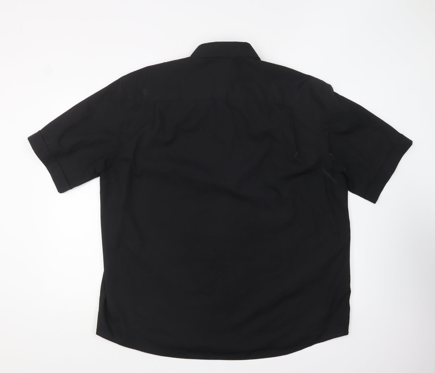 George Mens Black Polyester Button-Up Size 2XL Collared Button