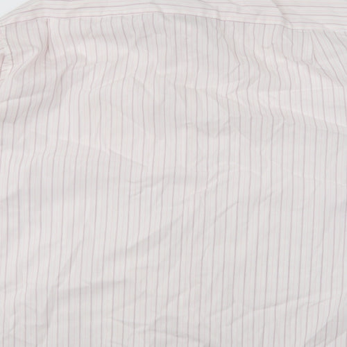 Eterna Mens Pink Striped Polyester Button-Up Size 17 Collared Button