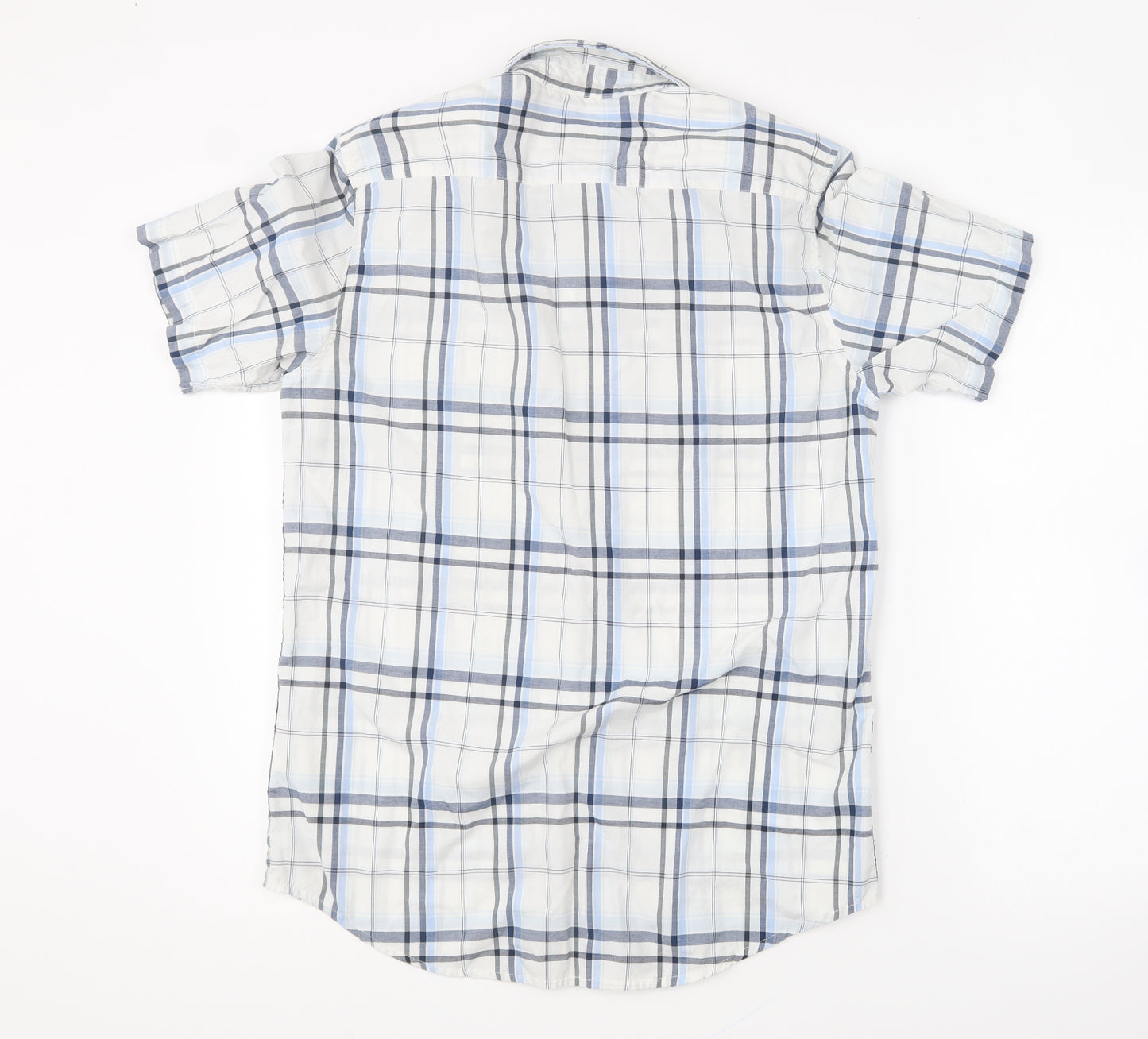 Quiksilver Mens Blue Plaid Polyester Button-Up Size S Collared Button