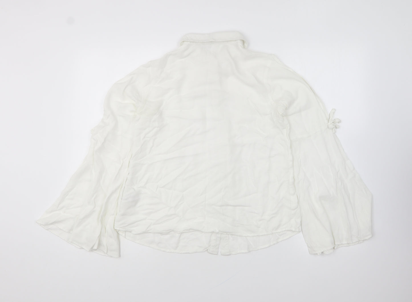 FOREVER 21 Womens White Cotton Basic Button-Up Size S Collared