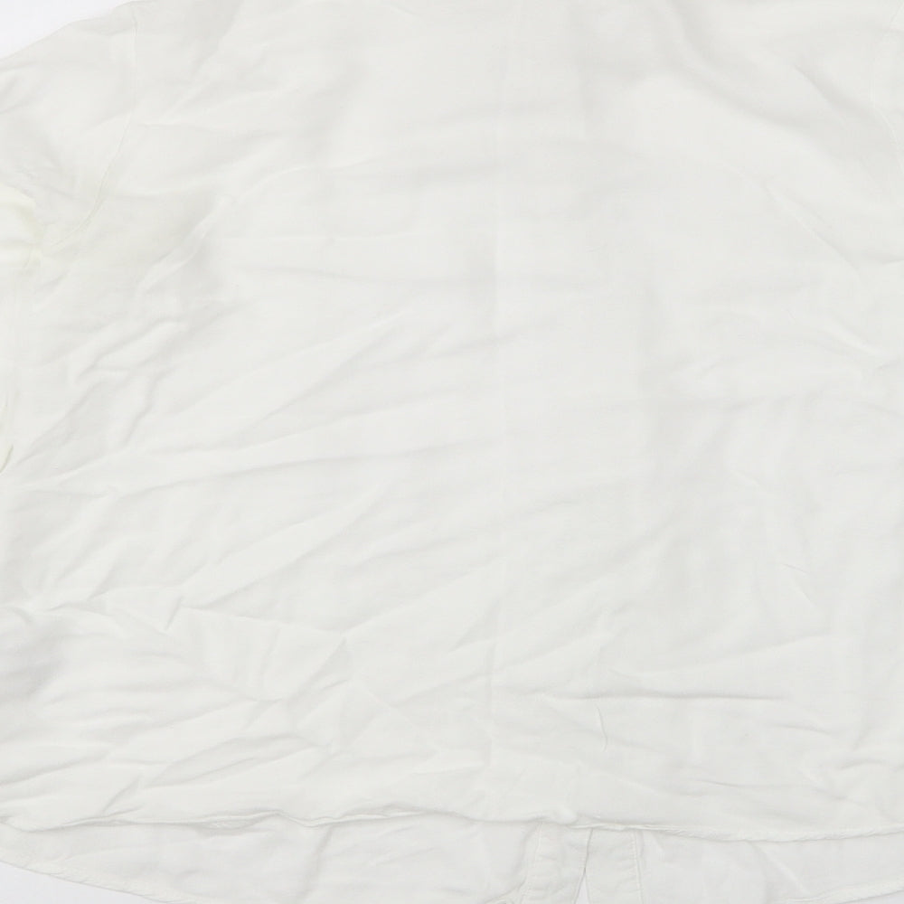 FOREVER 21 Womens White Cotton Basic Button-Up Size S Collared