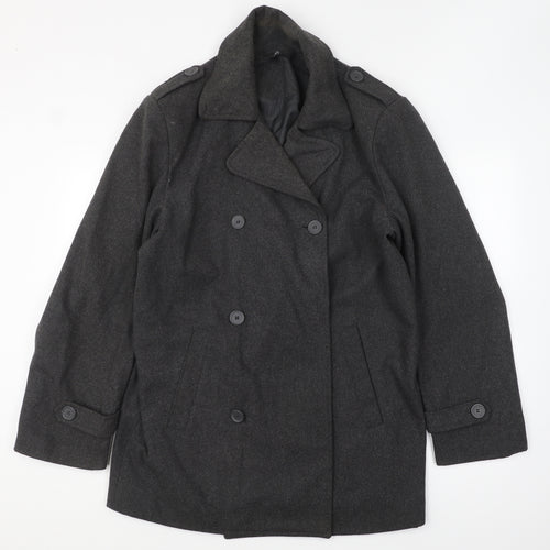 Dunnes Stores Womens Grey Overcoat Coat Size L Button