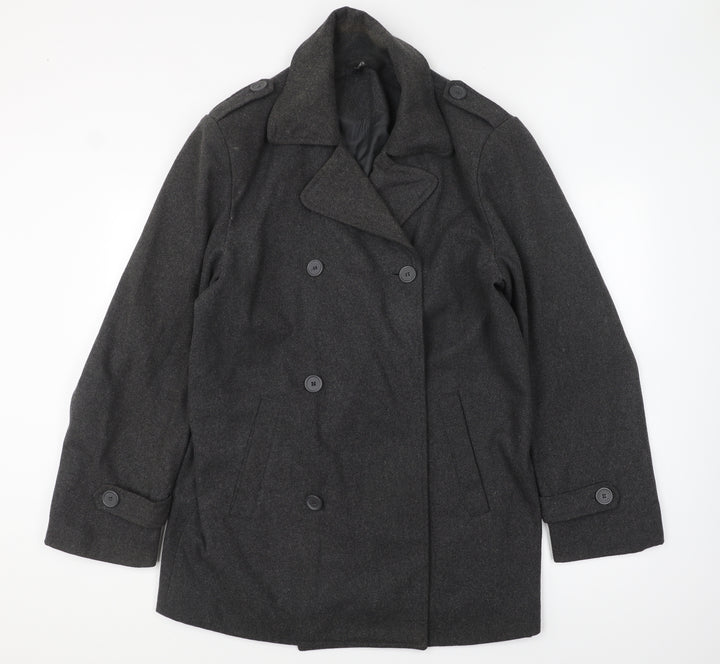 Dunnes Stores Womens Grey Overcoat Coat Size L Button