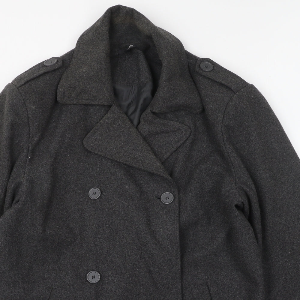 Dunnes Stores Womens Grey Overcoat Coat Size L Button