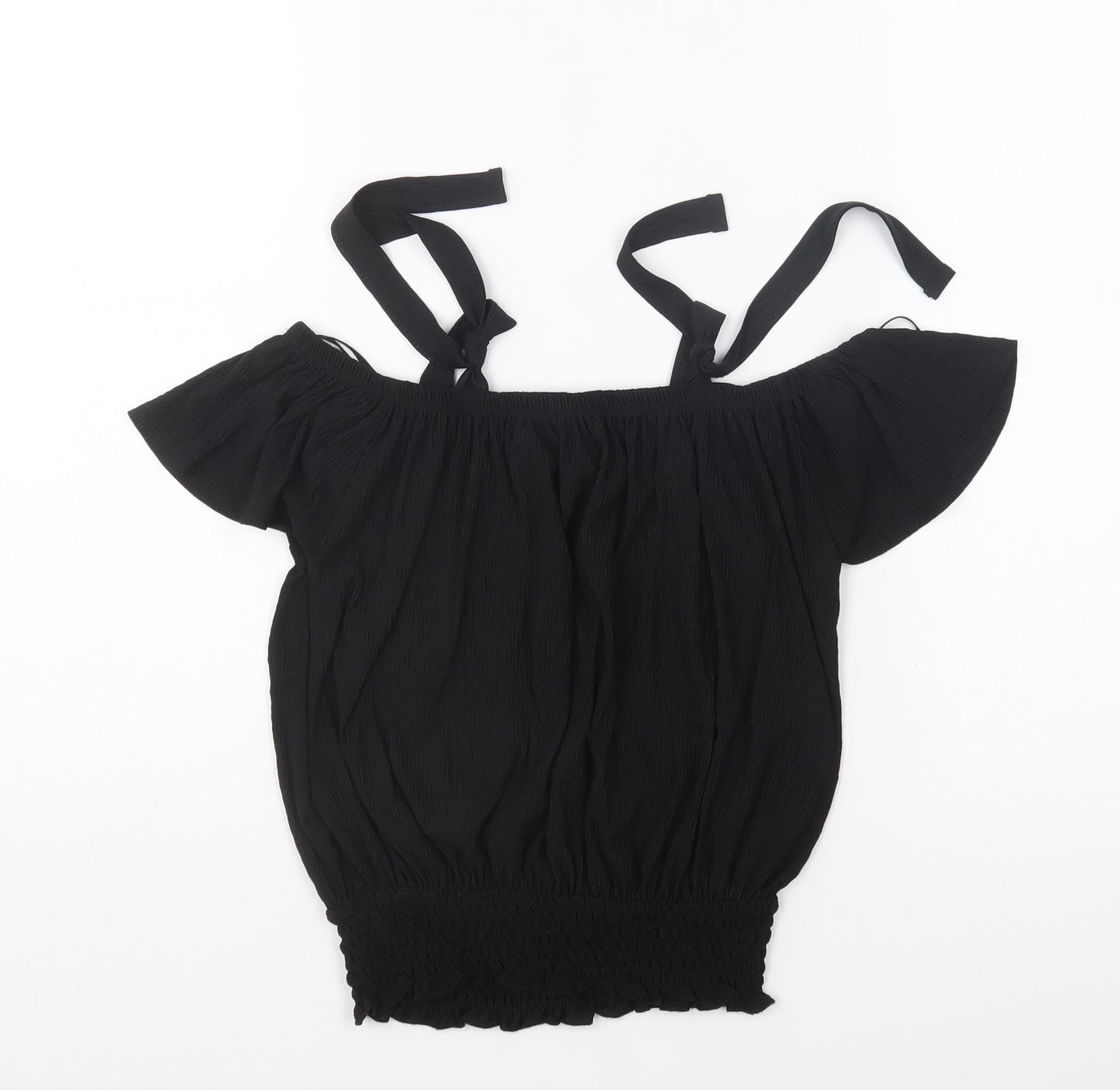 Atmosphere Womens Black Polyester Cropped Blouse Size 4 Square Neck