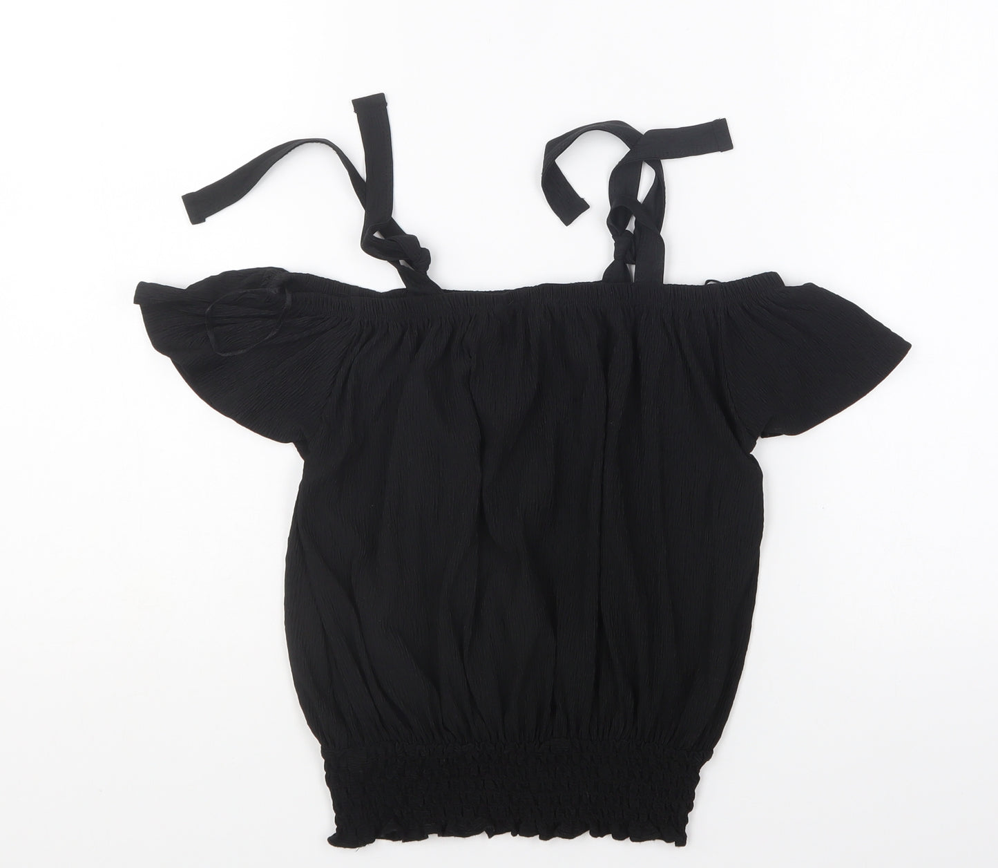 Atmosphere Womens Black Polyester Cropped Blouse Size 4 Square Neck
