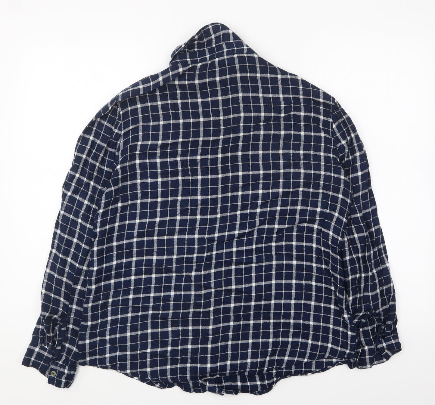 Papaya Womens Blue Plaid Polyester Basic Button-Up Size 10 Collared