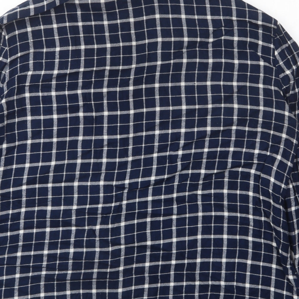 Papaya Womens Blue Plaid Polyester Basic Button-Up Size 10 Collared