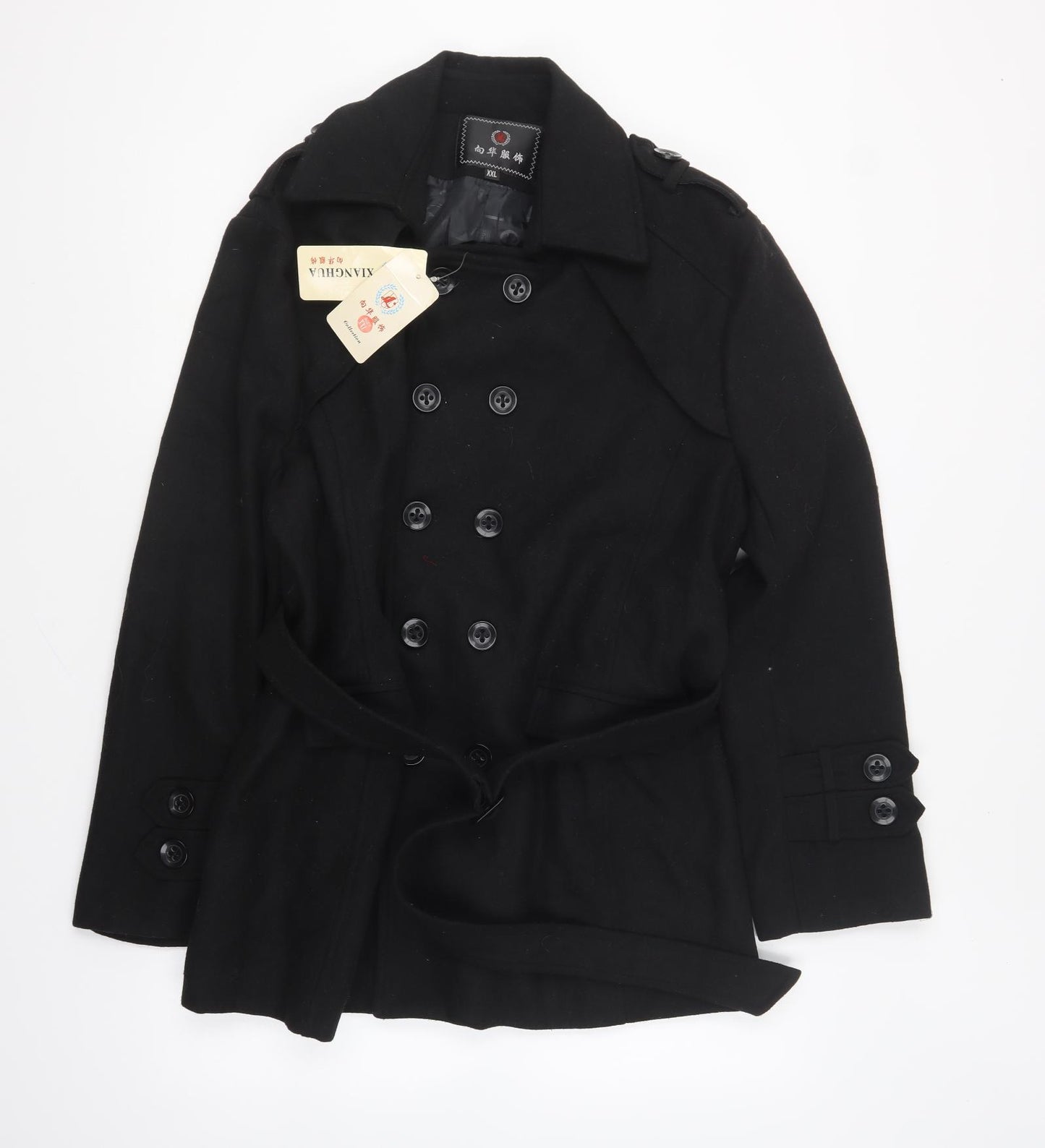 Xianghua Womens Black Pea Coat Coat Size 2XL Button