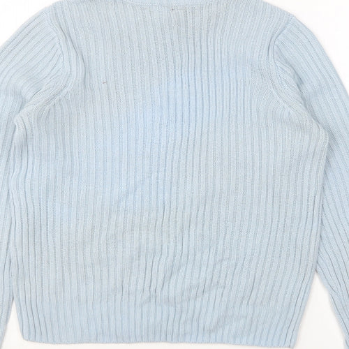 H&M Womens Blue Round Neck Acrylic Pullover Jumper Size XS