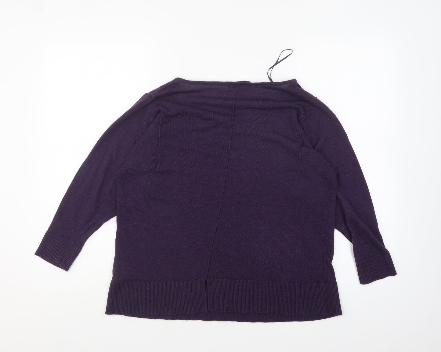 Marks and Spencer Womens Purple V-Neck Acrylic Pullover Jumper Size 10