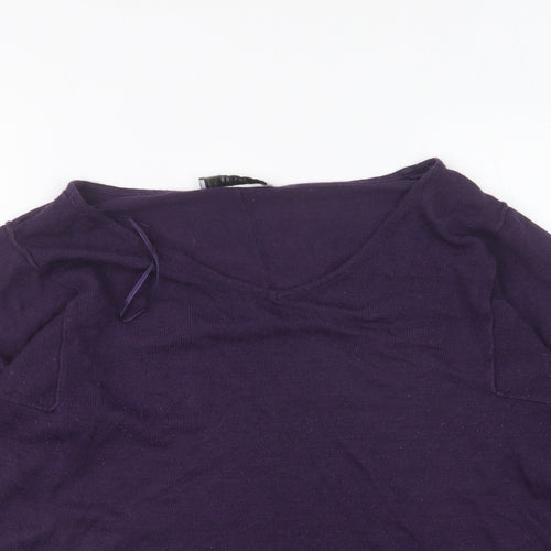 Marks and Spencer Womens Purple V-Neck Acrylic Pullover Jumper Size 10