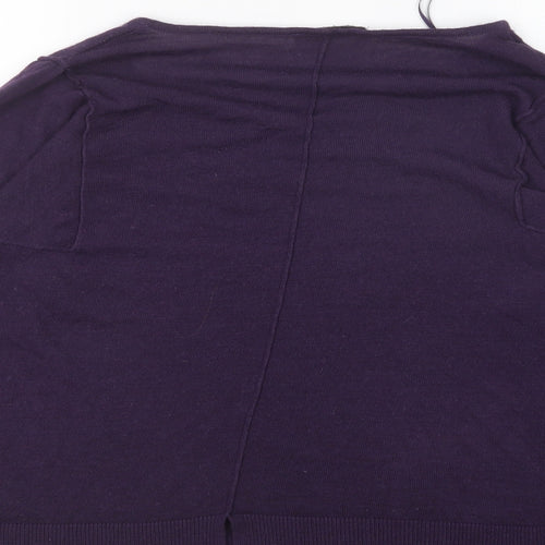 Marks and Spencer Womens Purple V-Neck Acrylic Pullover Jumper Size 10
