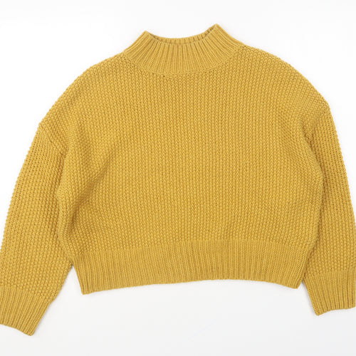 New Look Womens Yellow High Neck Acrylic Pullover Jumper Size S