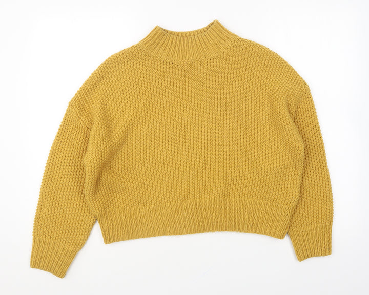 New Look Womens Yellow High Neck Acrylic Pullover Jumper Size S