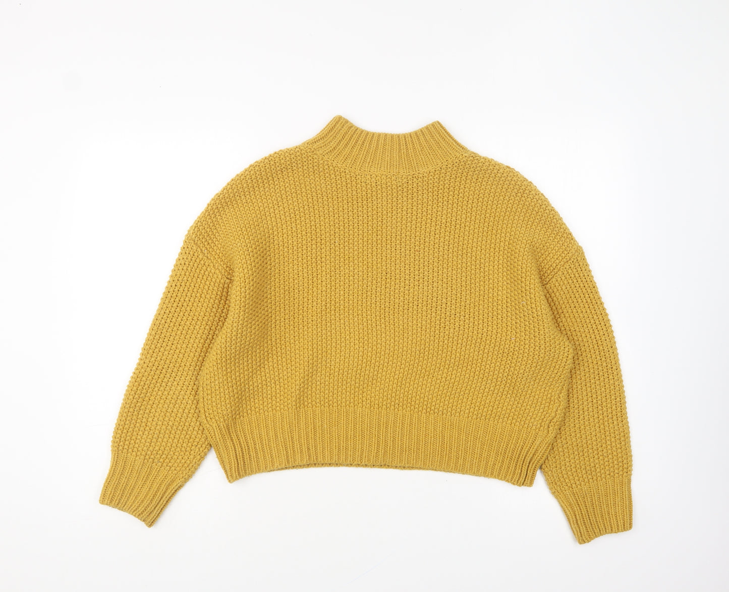 New Look Womens Yellow High Neck Acrylic Pullover Jumper Size S