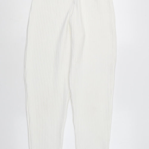 PRETTYLITTLETHING Womens White Polyester Trousers Size 6 L29 in Regular