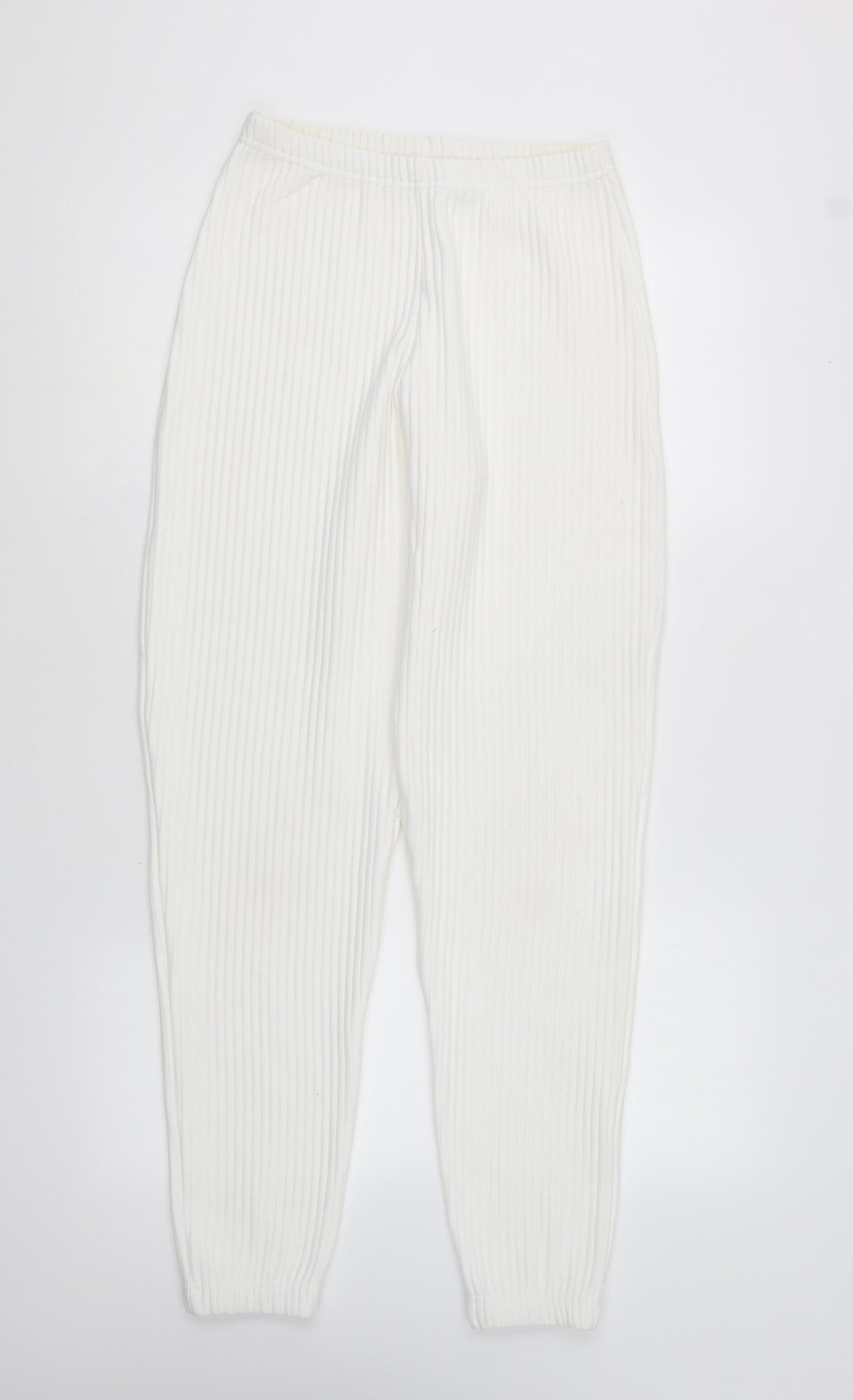 PRETTYLITTLETHING Womens White Polyester Trousers Size 6 L29 in Regular