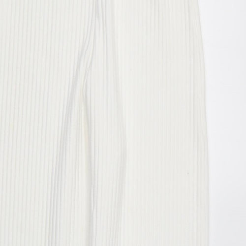 PRETTYLITTLETHING Womens White Polyester Trousers Size 6 L29 in Regular