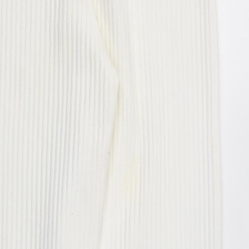PRETTYLITTLETHING Womens White Polyester Trousers Size 6 L29 in Regular