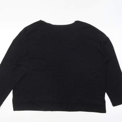 Primark Womens Black V-Neck Polyester Pullover Jumper Size L