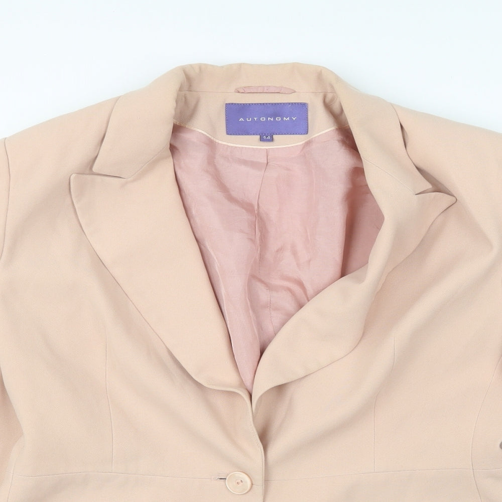 Autonomy Womens Pink Jacket Blazer Size 14 Button