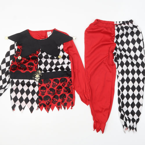 Morrisons Boys Red Check Polyester Lounge Set Size 7-8 Years Pullover - Pirate Fancy Dress
