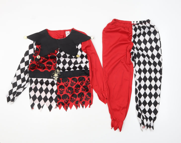 Morrisons Boys Red Check Polyester Lounge Set Size 7-8 Years Pullover - Pirate Fancy Dress