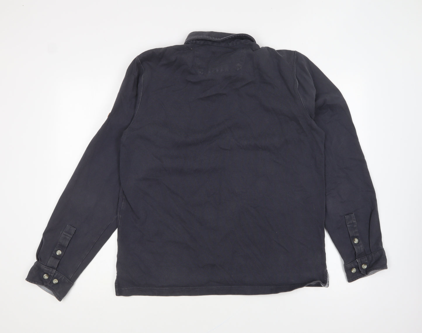 Columbia Mens Blue Cotton Polo Size L Collared Button