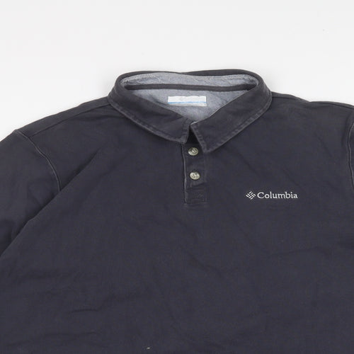 Columbia Mens Blue Cotton Polo Size L Collared Button
