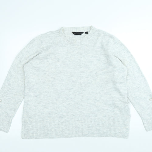 Dorothy Perkins Womens Grey Round Neck Acrylic Pullover Jumper Size 16