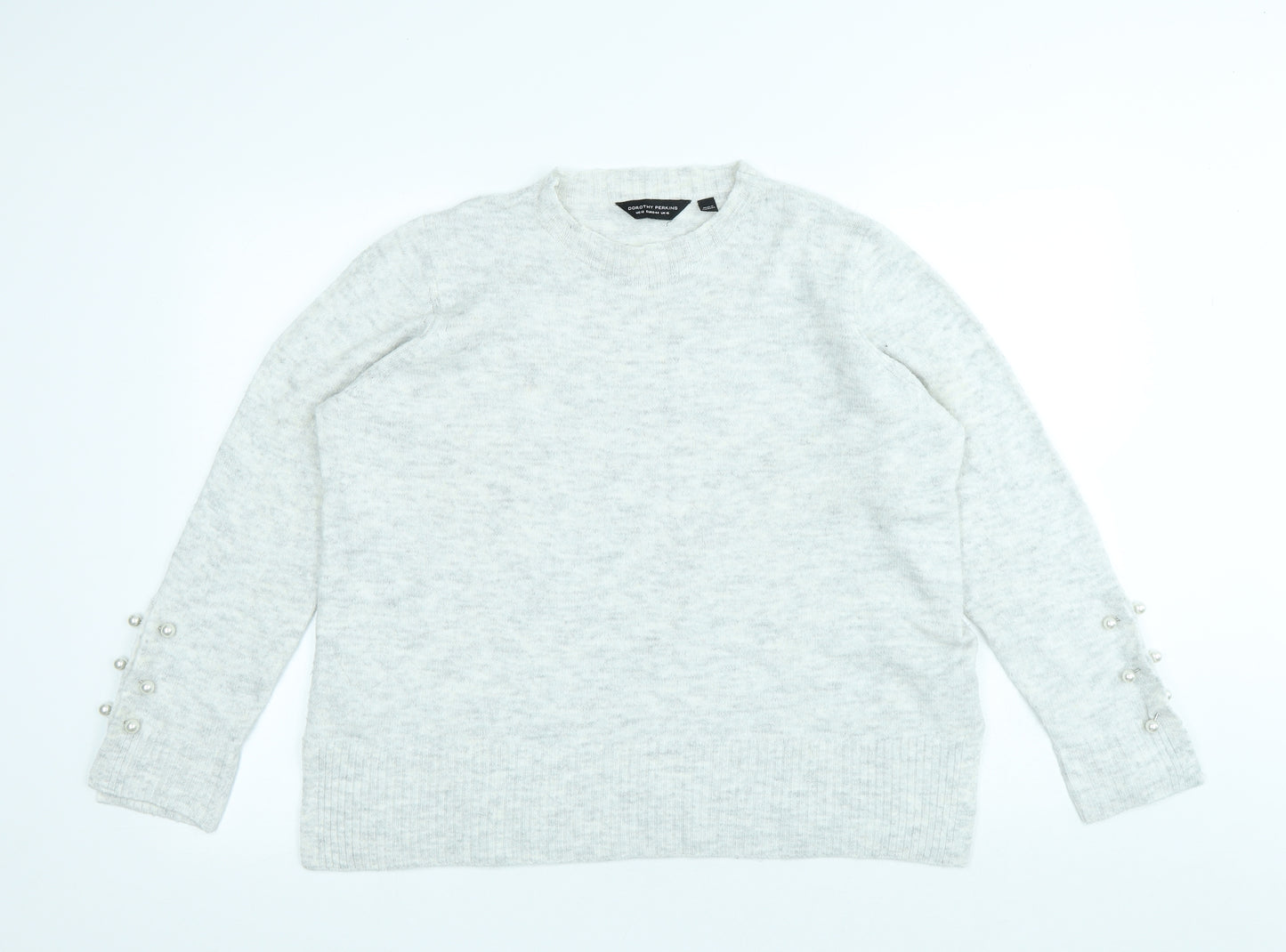 Dorothy Perkins Womens Grey Round Neck Acrylic Pullover Jumper Size 16