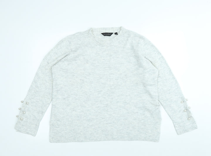 Dorothy Perkins Womens Grey Round Neck Acrylic Pullover Jumper Size 16